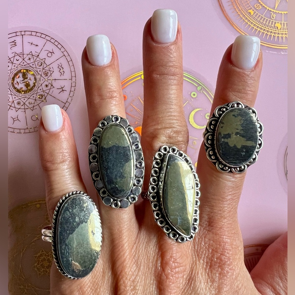 925 You Choose! Abundance Pyrite Ring 6, 6.5, 8.25, 8.5 - Picture 3 of 8
